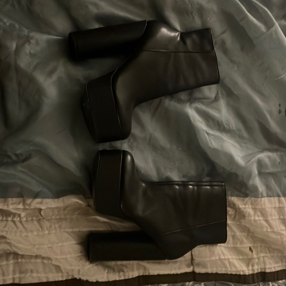 ASOS black leather chunky platform boot. Wore once- great condition